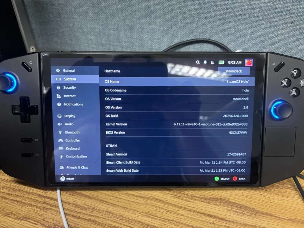 steamOS 3.8