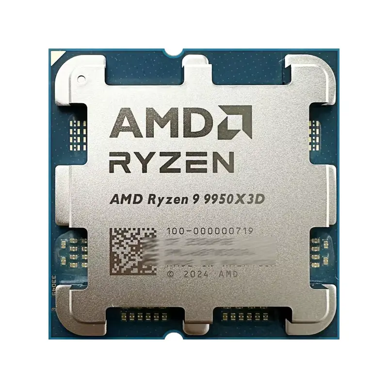AMD Ryzen 9 9950X3D sobre fondo oscuro.