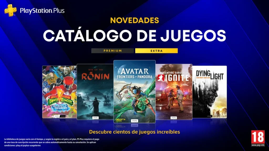 Juegos de PlayStation Plus Extra y Premium de julio de 2026 con Rise of the Ronin y Avatar Frontiers of Pandora.