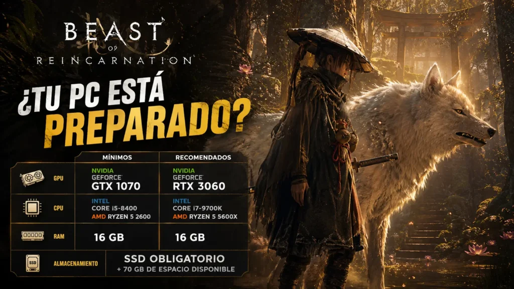 Requisitos oficiales de Beast of Reincarnation para PC.