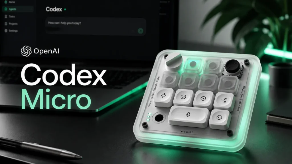Teclado OpenAI Codex Micro desarrollado junto a Work Louder para controlar agentes de inteligencia artificial.