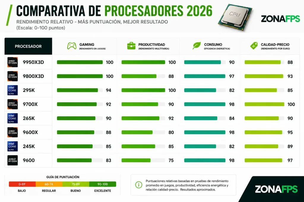 Comparativas de procesasdores