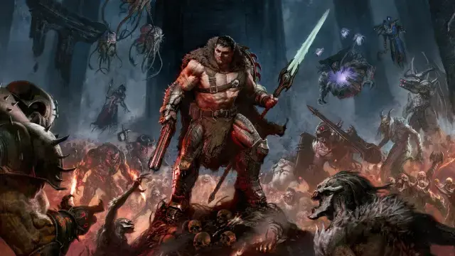 Doom Slayer luchando contra varios demonios.