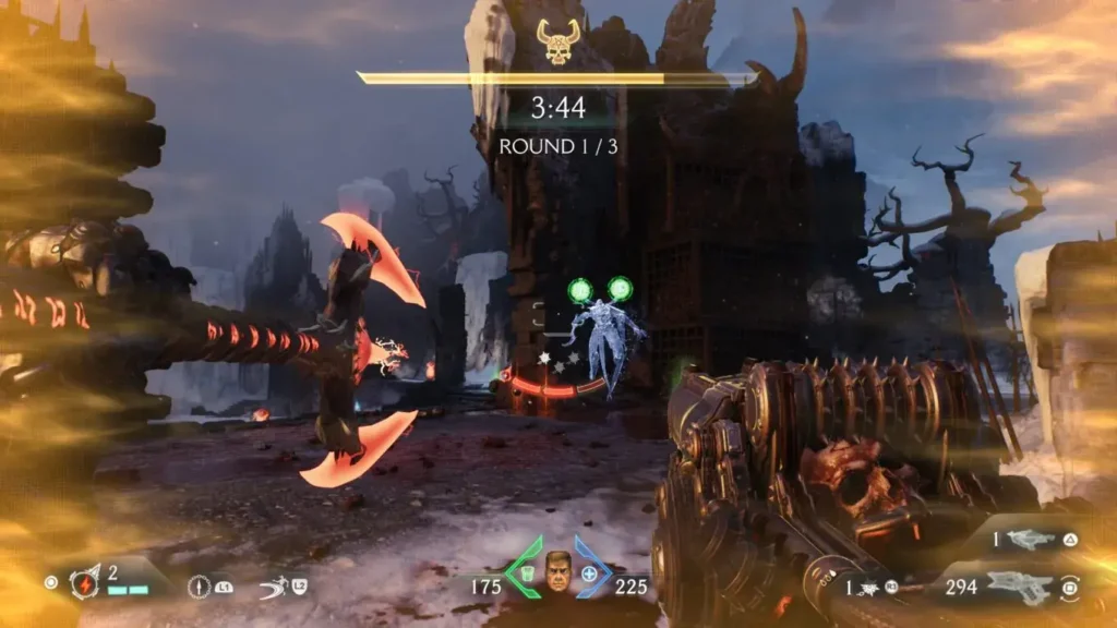 Combate contra un demonio gigante en DOOM: The Dark Ages Revelations