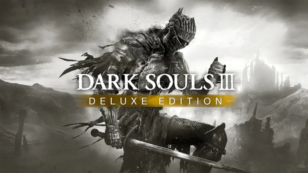 Caballero luchando contra un jefe en Dark Souls III.