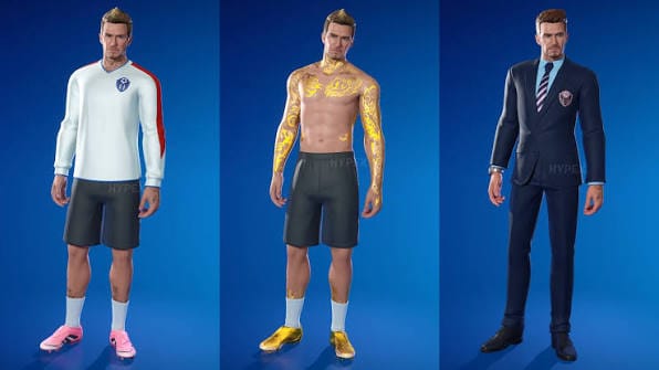 David Beckham con traje en su nueva colaboración con Fortnite Icon Series.