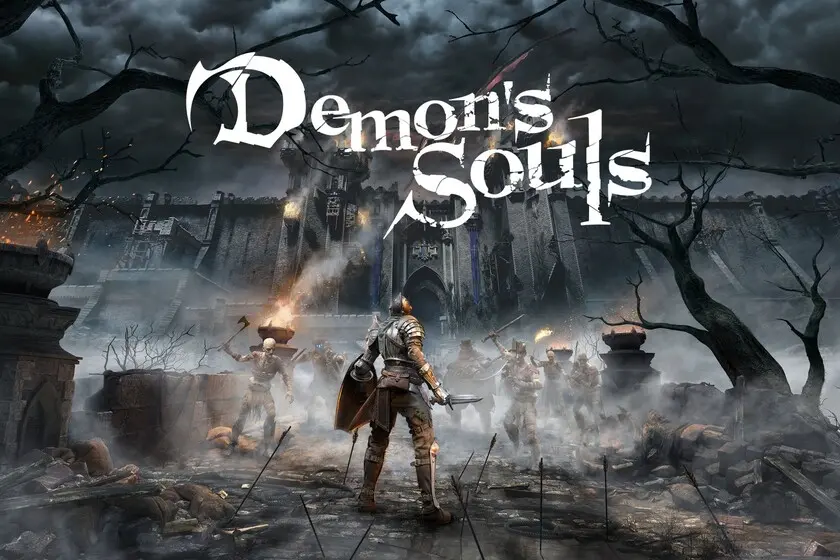- Caballero luchando contra un jefe en Demon's Souls.