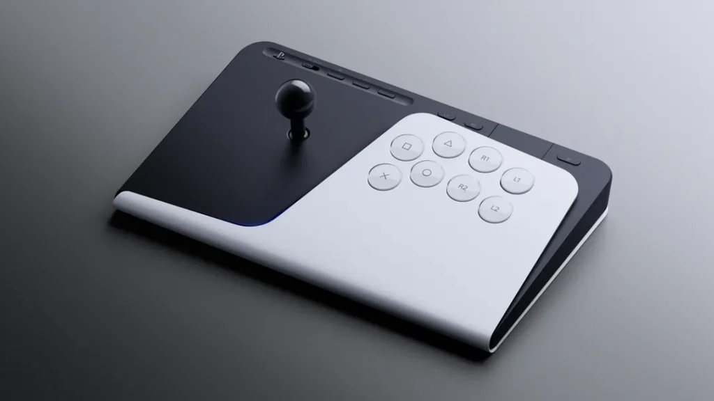 Detalle del mando arcade PlayStation FlexStrike presentado por Sony para PS5.