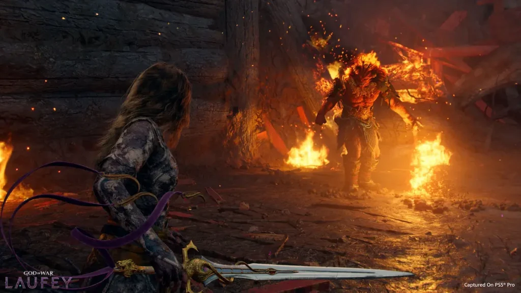 Imagen promocional de God of War: Laufey mostrando a Kratos en un escenario de inspiración nórdica.