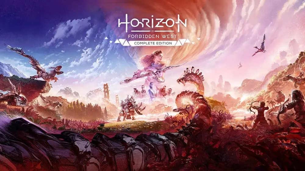 - Aloy enfrentándose a una máquina en Horizon Forbidden West.