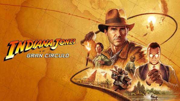 Indiana Jones explorando un antiguo templo.