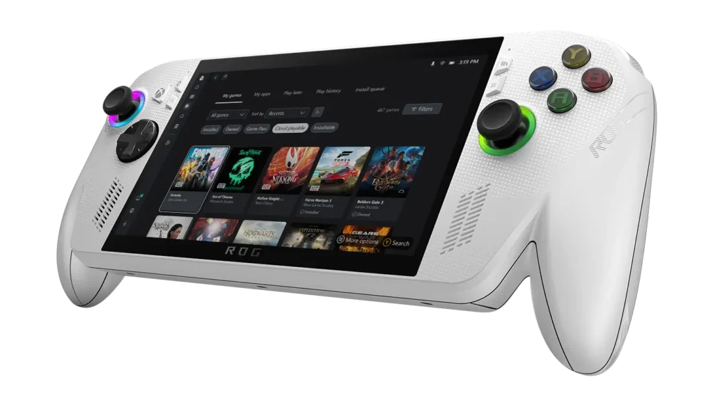 ROG Xbox Ally X ejecutando un videojuego de PC con Windows.