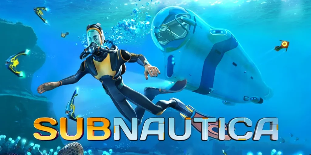 Exploración submarina en las profundidades de Subnautica.