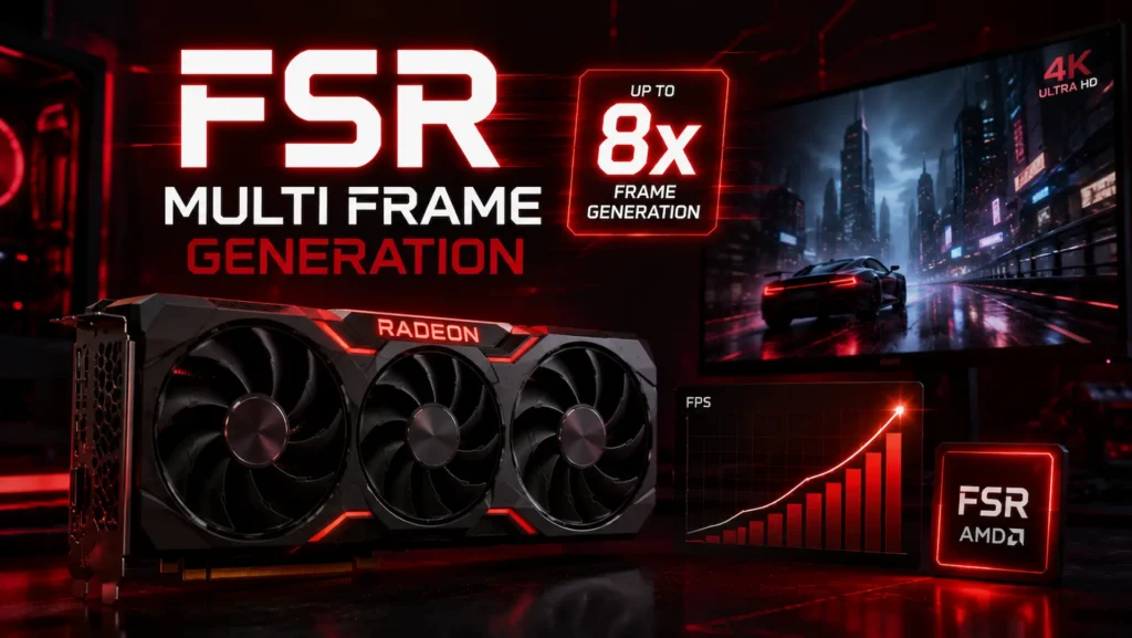 Tarjeta gráfica AMD Radeon relacionada con la filtración de FSR Multi Frame Generation.