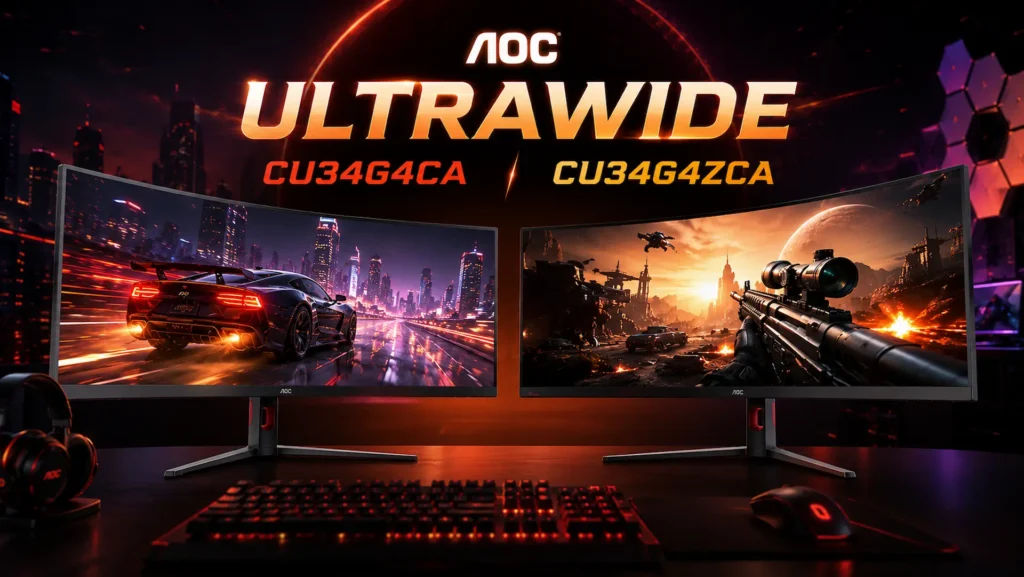 Monitores gaming AOC CU34G4CA y CU34G4ZCA con formato ultrawide y hasta 250 Hz.