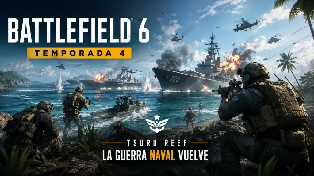 La Temporada 4 de Battlefield 6 recupera la guerra naval con el mapa Tsuru Reef.