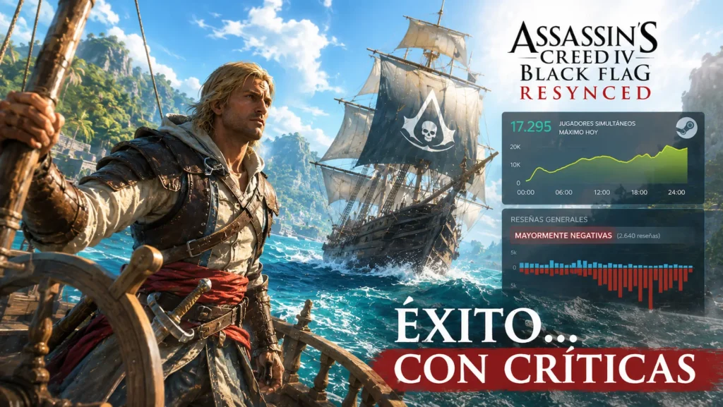 Assassin's Creed Black Flag Resynced registra un gran estreno en Steam mientras recibe críticas de los jugadores.