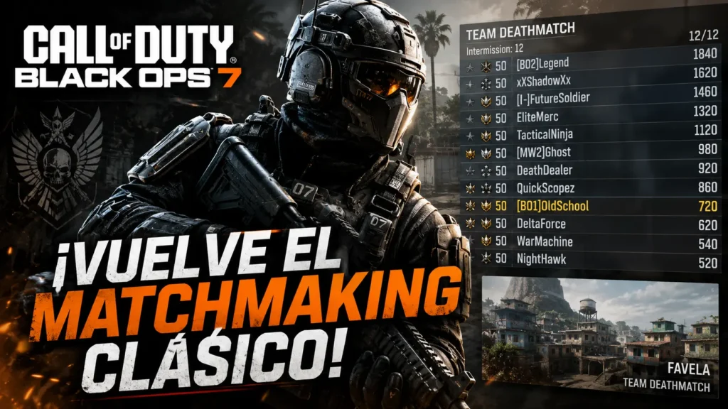 Call of Duty Black Ops 7 recupera un sistema de matchmaking inspirado en los juegos clásicos.