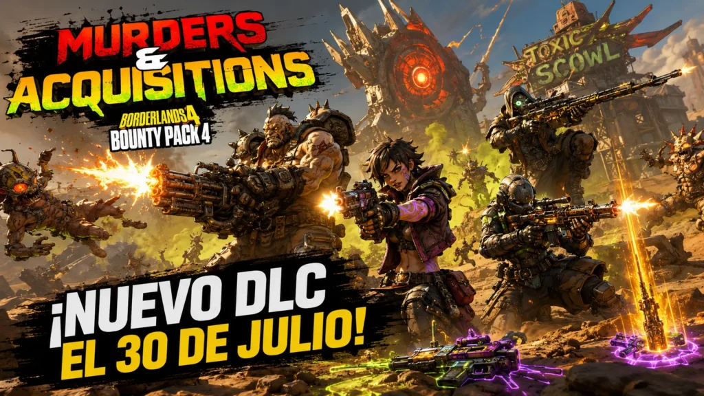 Borderlands 4 anuncia el DLC Murders and Acquisitions con una nueva misión y botín exclusivo.