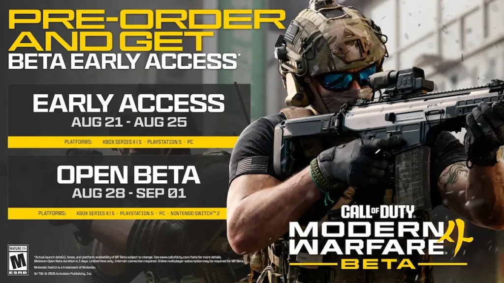 call of duty Modern Warfare 4 confirma las fechas de su beta abierta.