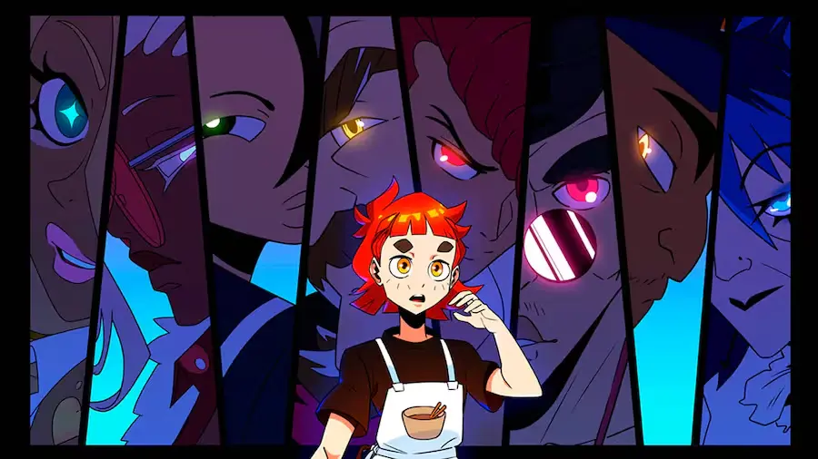 El estilo visual de Denshattack destaca por su estética cel shading.