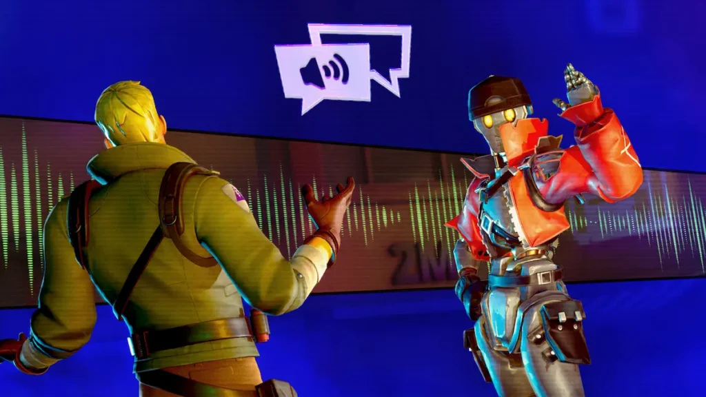 Agent Jonesy interactuando mediante voz con un jugador en una isla creada con UEFN.