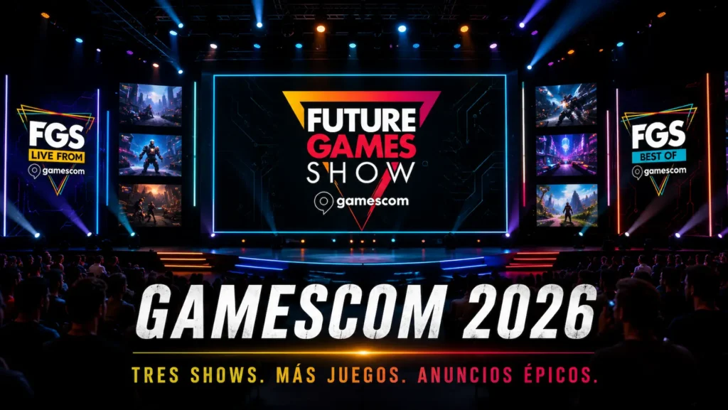 Escenario del Future Games Show durante la Gamescom 2026 con varias presentaciones anunciadas.
