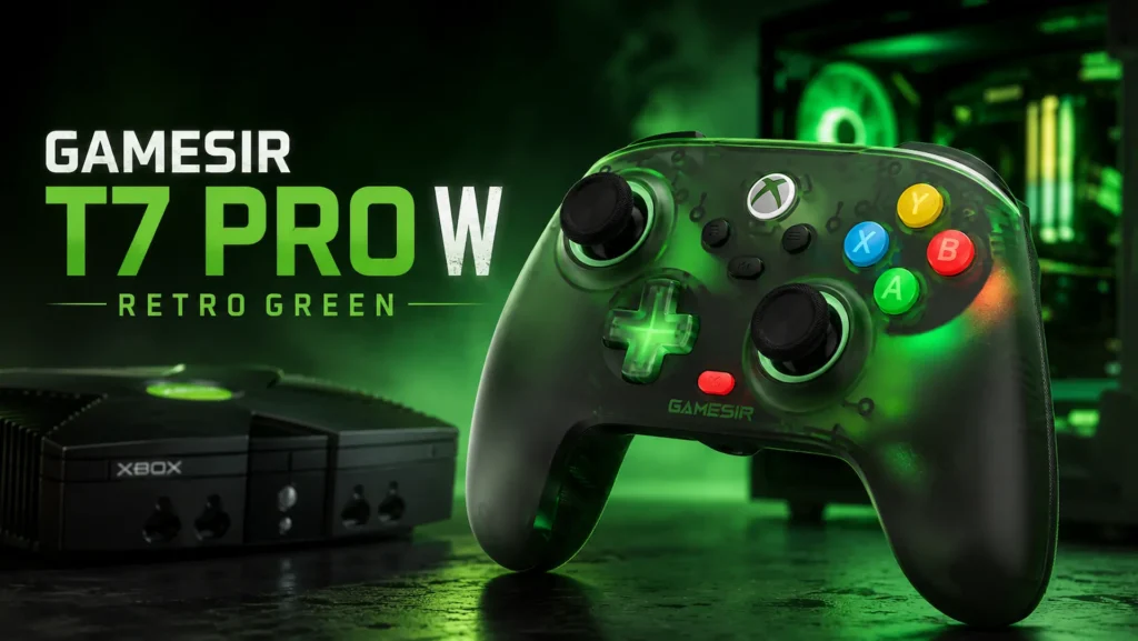 GameSir T7 Pro W Retro Green, el nuevo mando con diseño transparente inspirado en la primera Xbox.