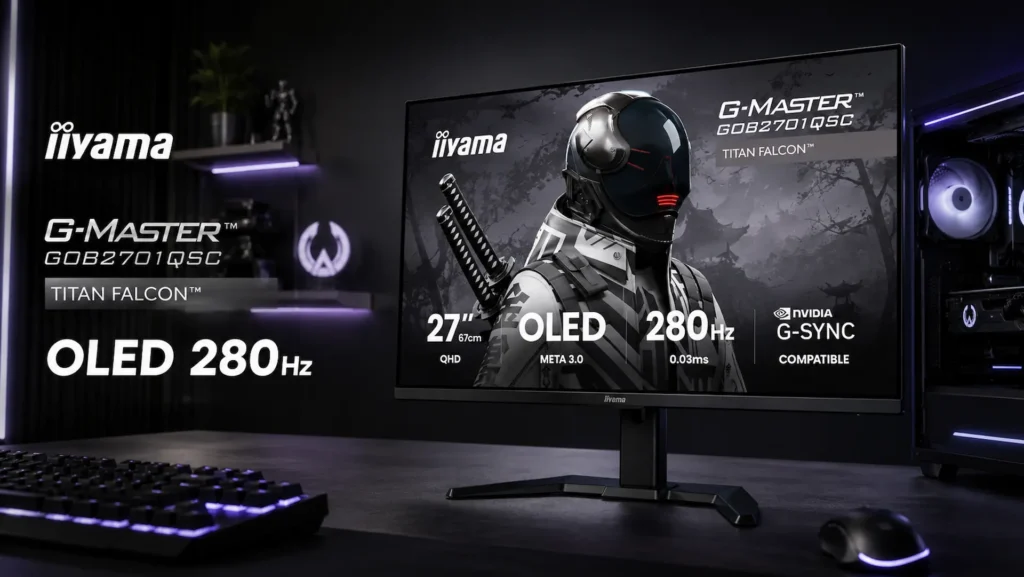 Monitor gaming iiyama G-Master GCB2701QSC-B1 con panel QD-OLED y 280 Hz.
