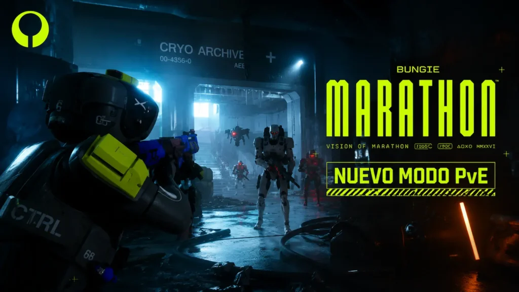 Runner de Marathon explorando Cryo Archive en el nuevo modo PvE Vault Breaker.