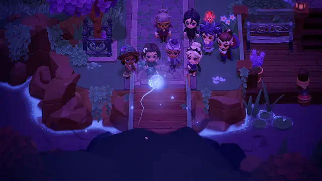 Captura de Moonlight Peaks para PC durante una noche de luna llena.