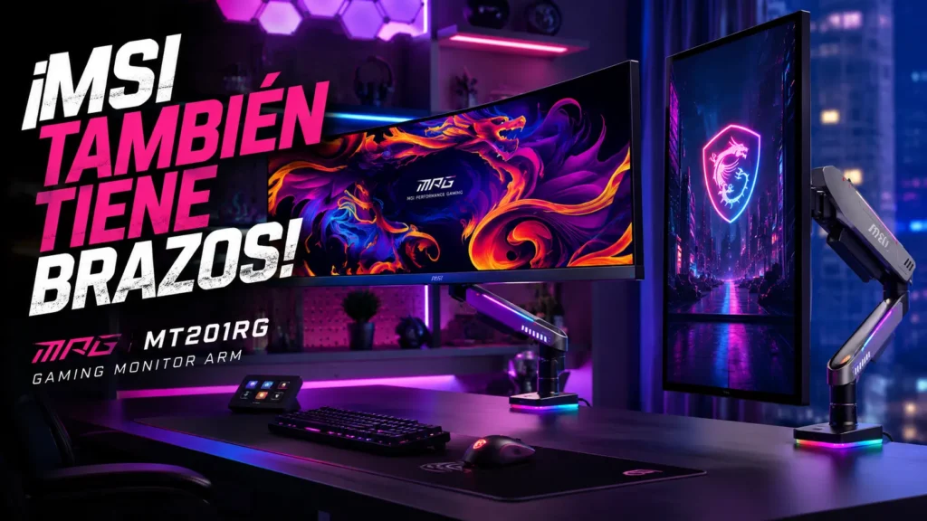 MSI presenta sus primeros brazos para monitor gaming con RGB y soporte para pantallas de hasta 49 pulgadas.