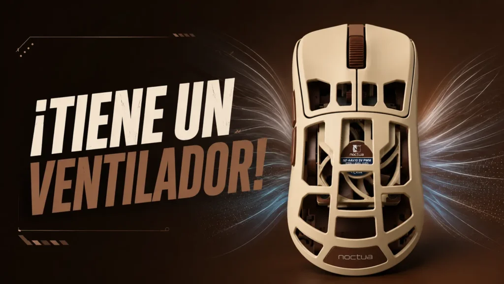 El ratón gaming Pulsar Feinmann F01 Noctua Edition con ventilador integrado.