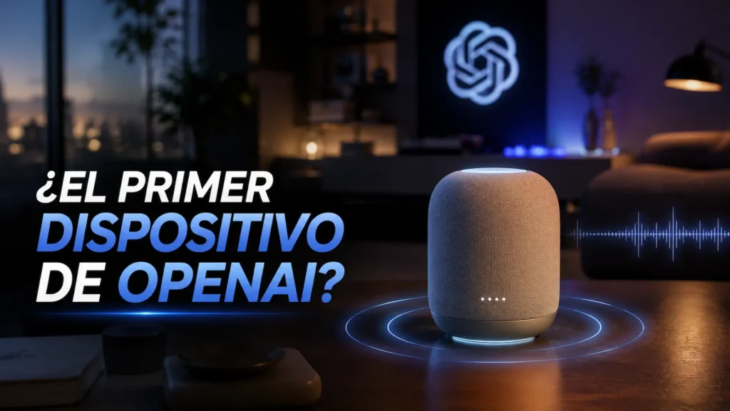 Concepto de un altavoz inteligente relacionado con el primer dispositivo de hardware de OpenAI.