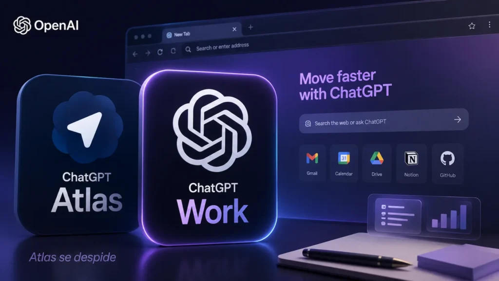 OpenAI anuncia el cierre de ChatGPT Atlas y su sustitución por ChatGPT Work.