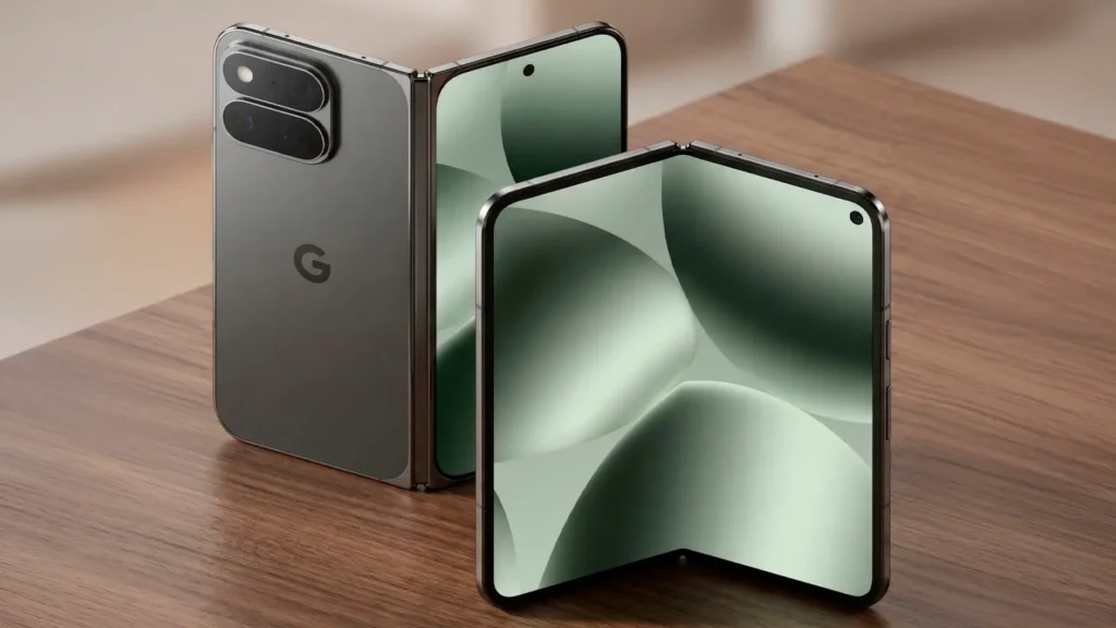 Render filtrado del Google Pixel 11 Pro Fold mostrando su diseño plegable antes de su presentación.