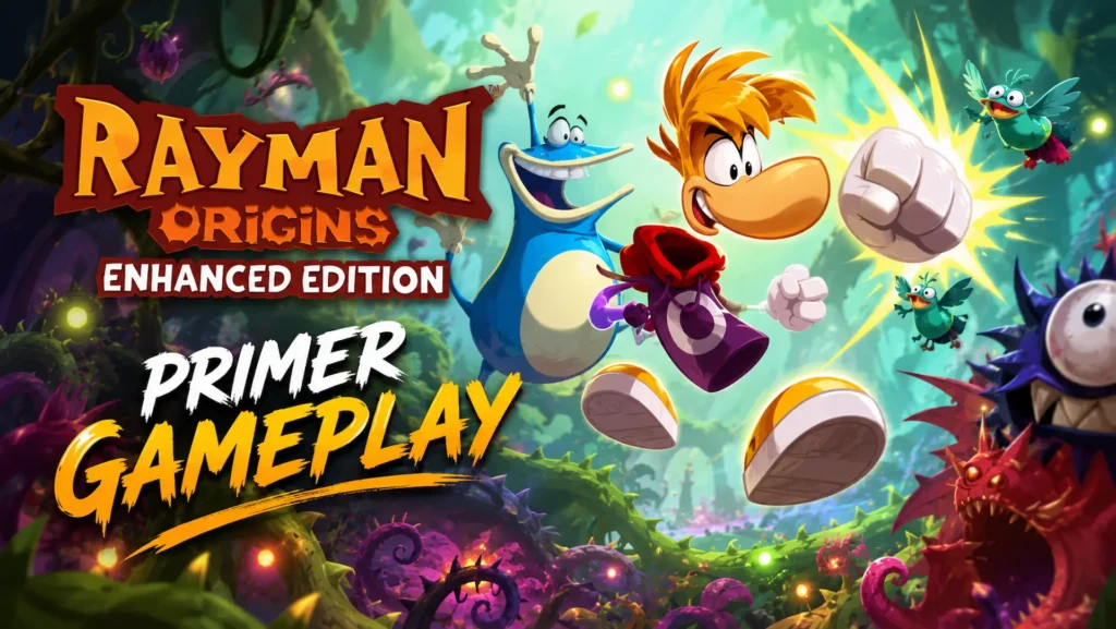 Rayman en una escena de Rayman Origins Enhanced Edition mostrando el nuevo apartado visual.