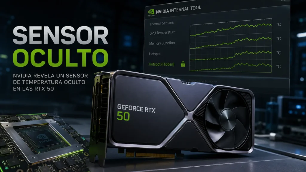 Tarjeta gráfica NVIDIA GeForce RTX 50 con un sensor hotspot oculto descubierto mediante una herramienta interna.