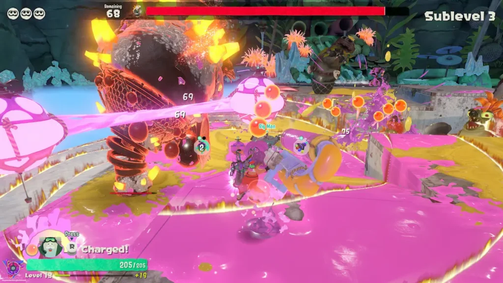 Exploración de una isla en Splatoon Raiders para Nintendo Switch 2.