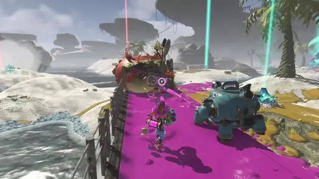 Escenario colorido con la dirección artística de Splatoon Raiders.