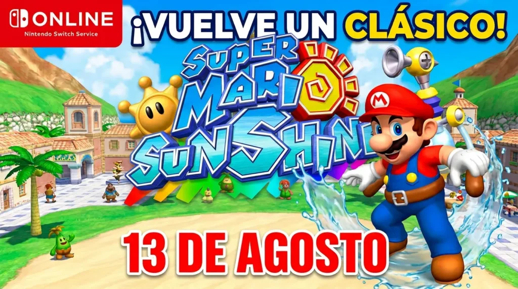 Super Mario Sunshine llegará a Nintendo Switch Online el 13 de agosto para Switch 2.