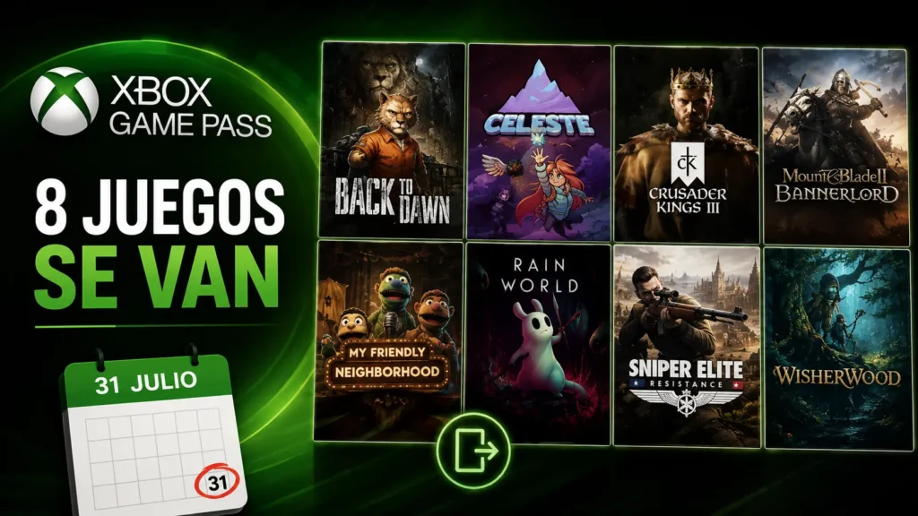 Los ocho juegos que abandonarán Xbox Game Pass a finales de julio.