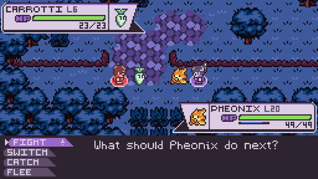 Combate de Dokimon Quest con varias criaturas en pantalla