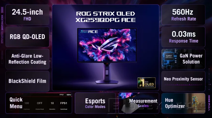 Gama ASUS ROG Esports OLED con monitores de hasta 720 Hz.