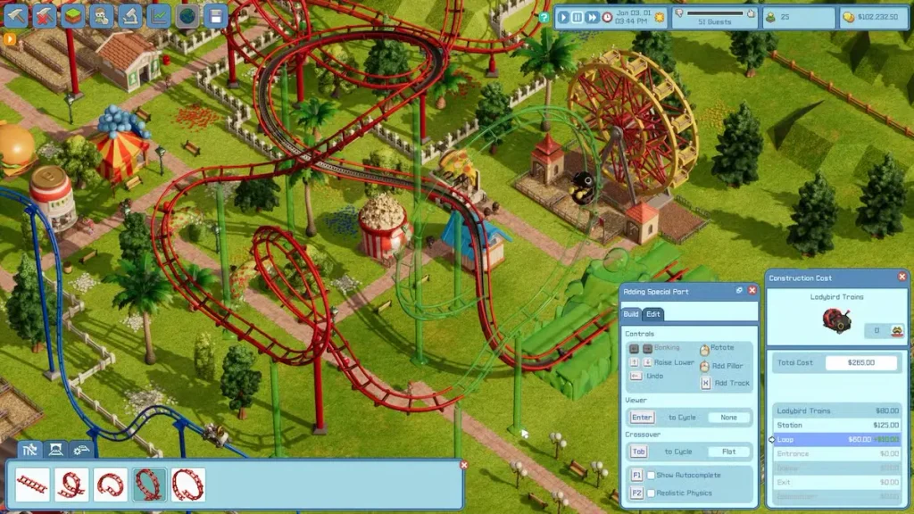 RollerCoaster Tycoon Wonderworks y sus montañas rusas