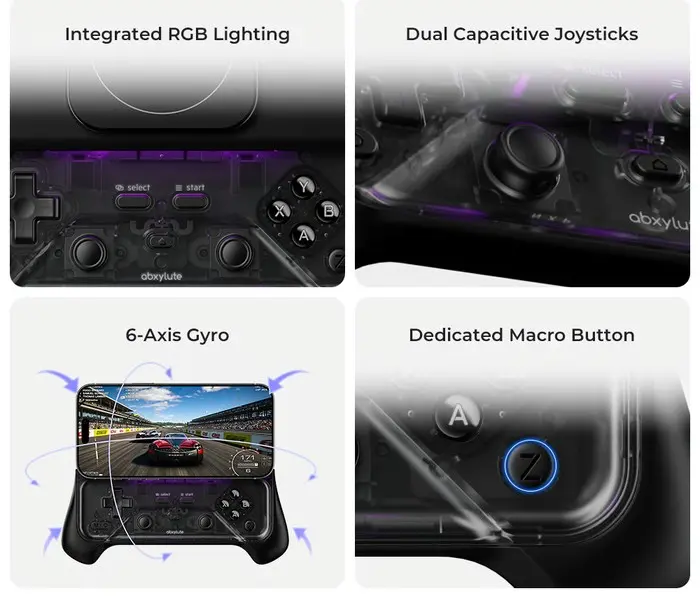 Abxylute M6 con joysticks, botones y gatillos Hall Effect
