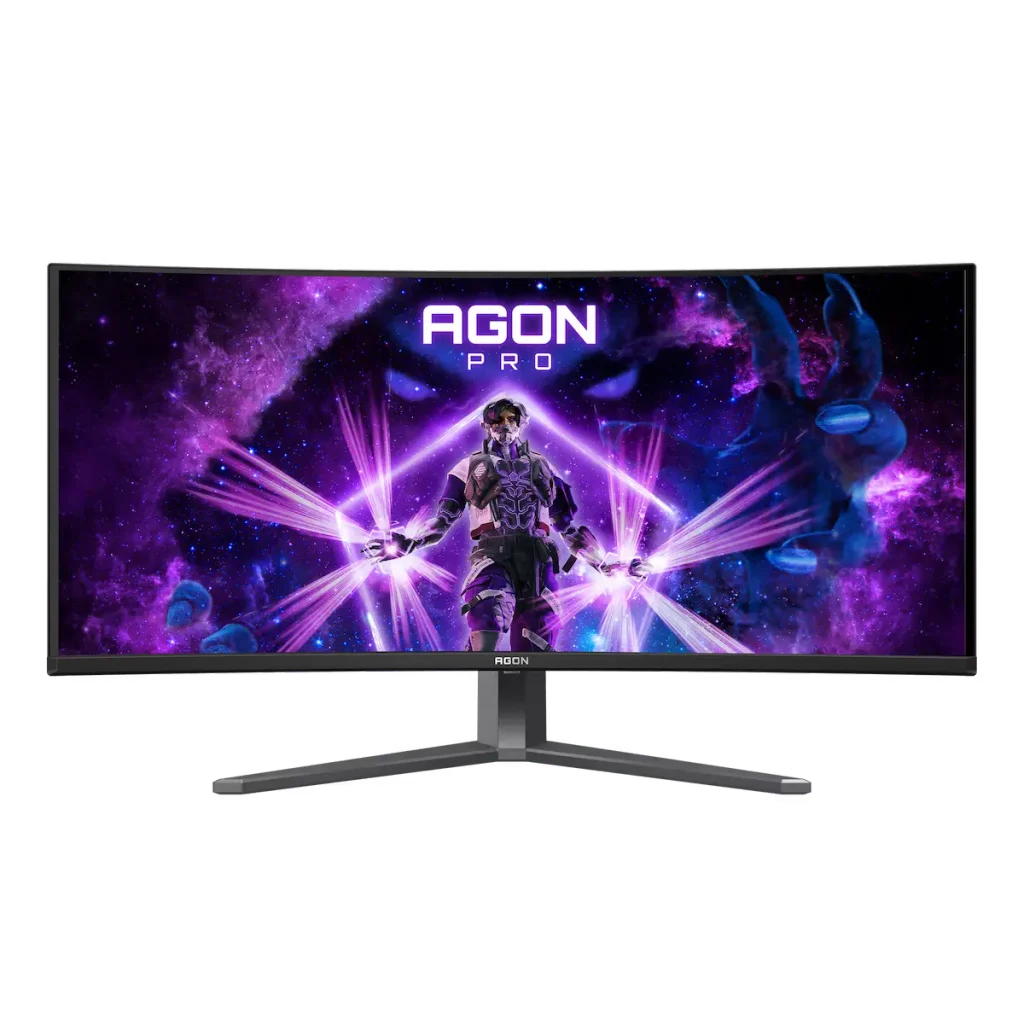 Vista frontal del AOC AGON PRO AGP346UCSD con panel OLED de 34 pulgadas