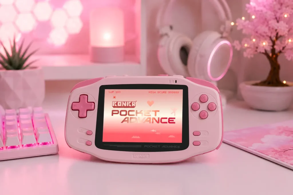 AYANEO KONKR Pocket Advance Peach Color Edition en color rosa