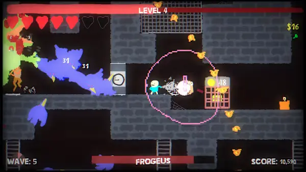 Combate contra enemigos en Blood Dungeon.