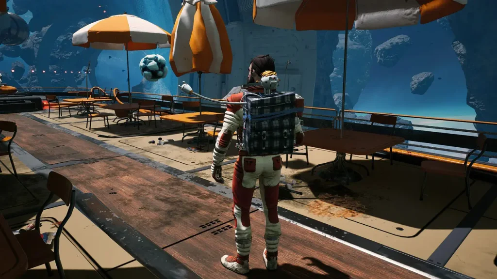 El protagonista y la gallina inmortal de Breathedge 2.